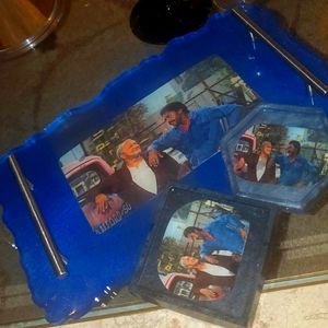 Sanford and Son Epoxy tray set with Coasters
